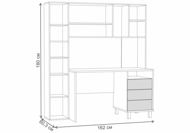 Компьютерный стол Комфорт 12.95 162х60,3х180 дуб сонома / белый PE шагрень